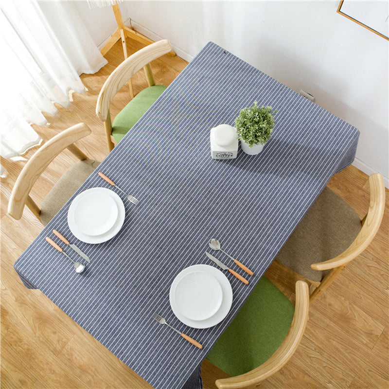 Navy Striped Cotton Table Cloth