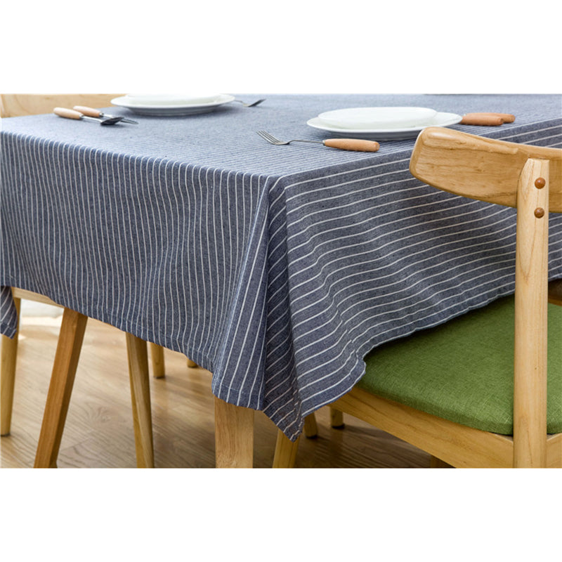 Navy Striped Cotton Table Cloth
