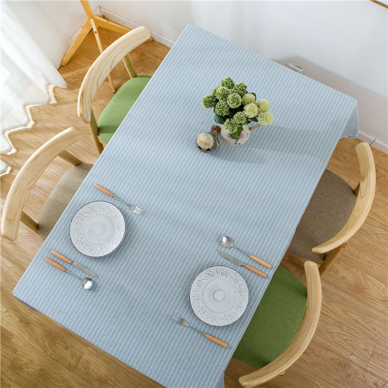 Pastel Blue Striped Cotton Table Cloth