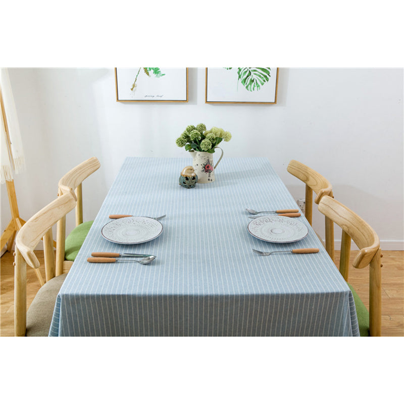 Pastel Blue Striped Cotton Table Cloth