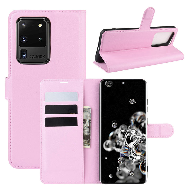 Pink Leather Wallet Case (Galaxy S20 Ultra)