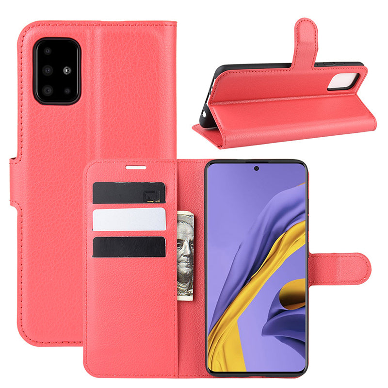 Red Leather Wallet Case (Galaxy A71 4G)