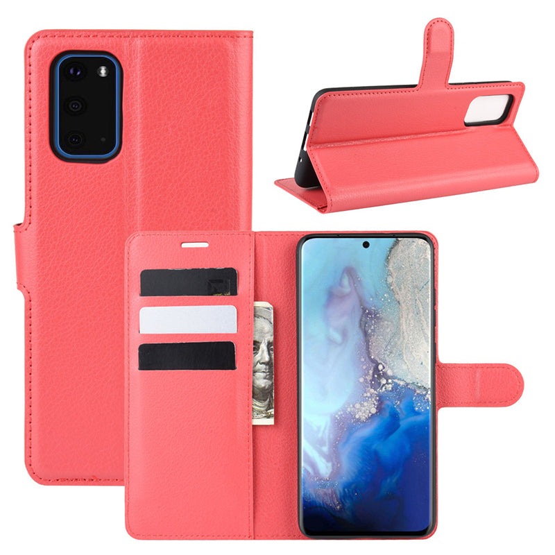 Red Leather Wallet Case (Galaxy S20+)
