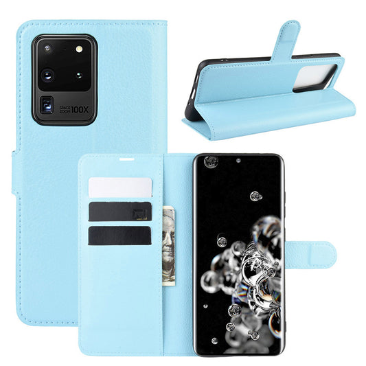 Light Blue Leather Wallet Case (Galaxy S20 Ultra)