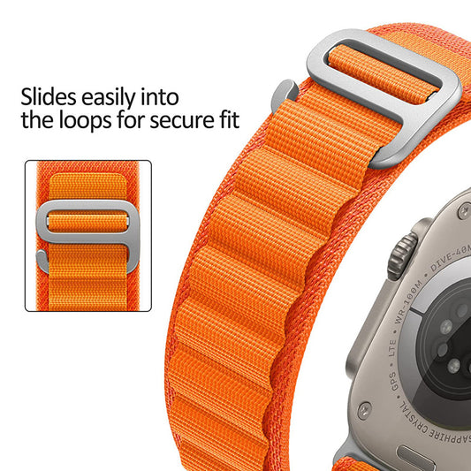 Black & Green Nylon Loop Apple Watch Strap (42mm-49mm)