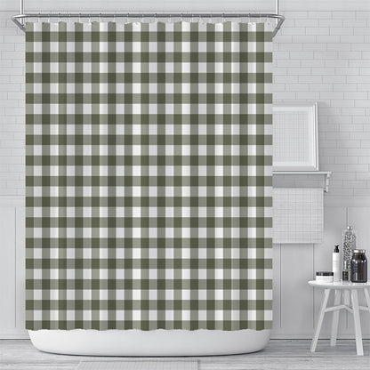 Green Plaid Shower Curtain