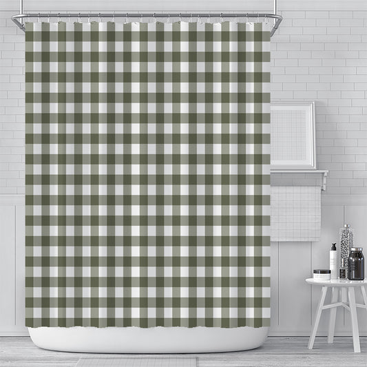 Green Plaid Shower Curtain