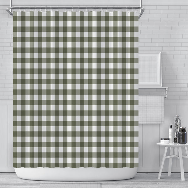 Green Plaid Shower Curtain