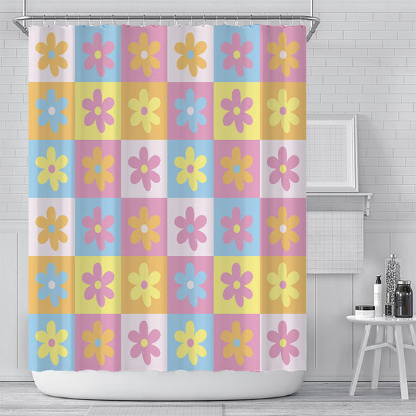 Checkered Daisy Shower Curtain
