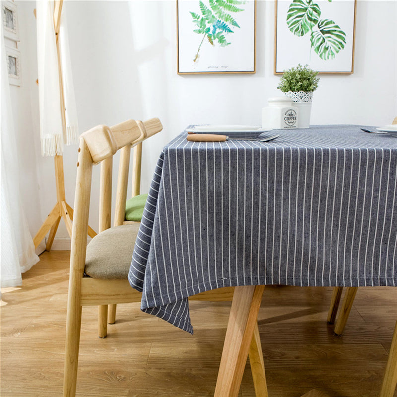 Navy Striped Cotton Table Cloth