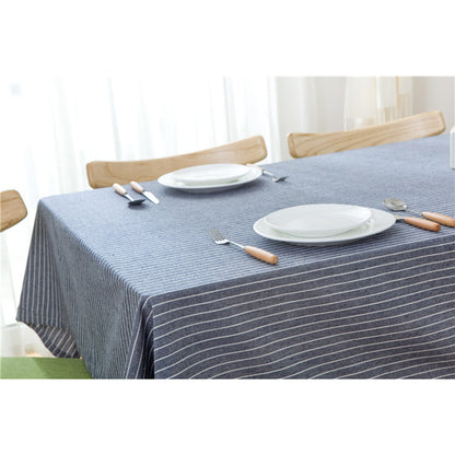 Navy Striped Cotton Table Cloth