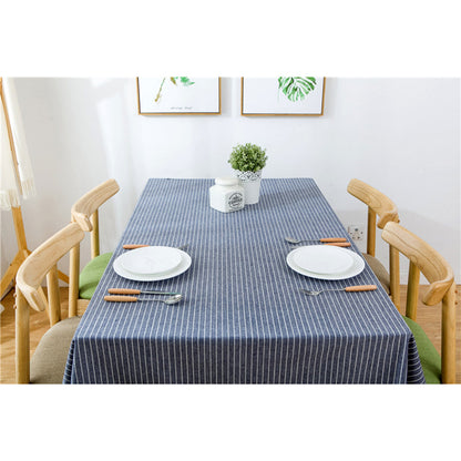 Navy Striped Cotton Table Cloth