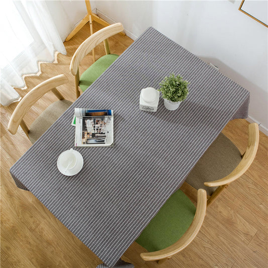 Brown Striped Cotton Table Cloth
