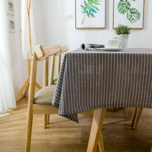 Brown Striped Cotton Table Cloth