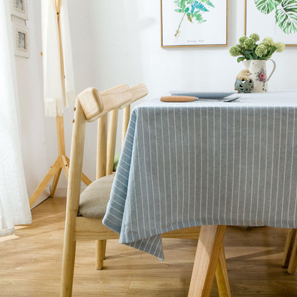 Pastel Blue Striped Cotton Table Cloth