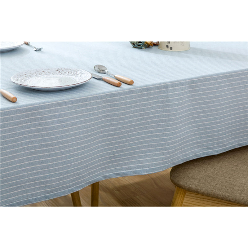 Pastel Blue Striped Cotton Table Cloth