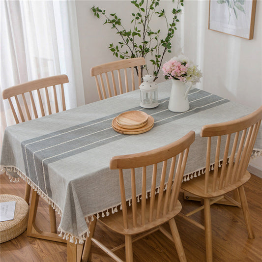 Woven Striped Cotton Table Cloth