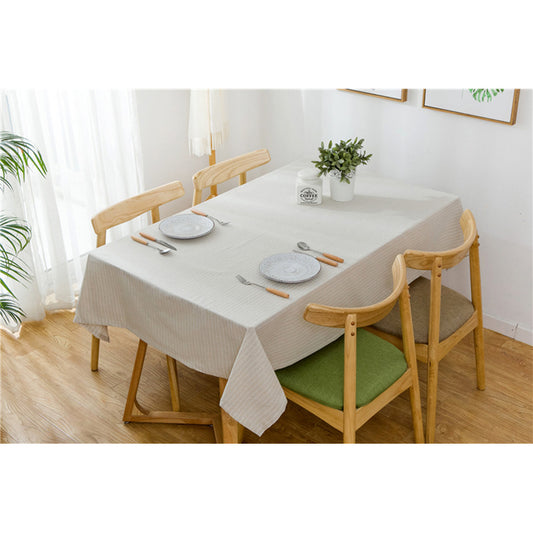 Beige Striped Cotton Table Cloth