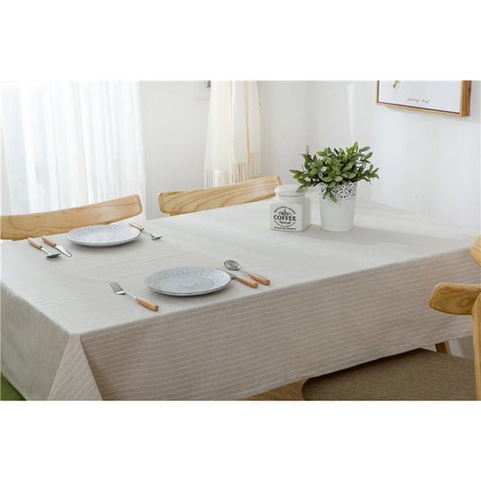 Beige Striped Cotton Table Cloth