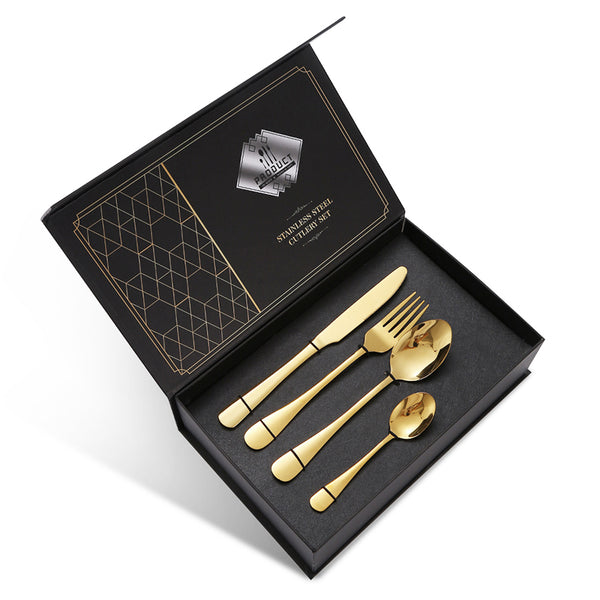 Flat Gold Utensils 24 Piece Set