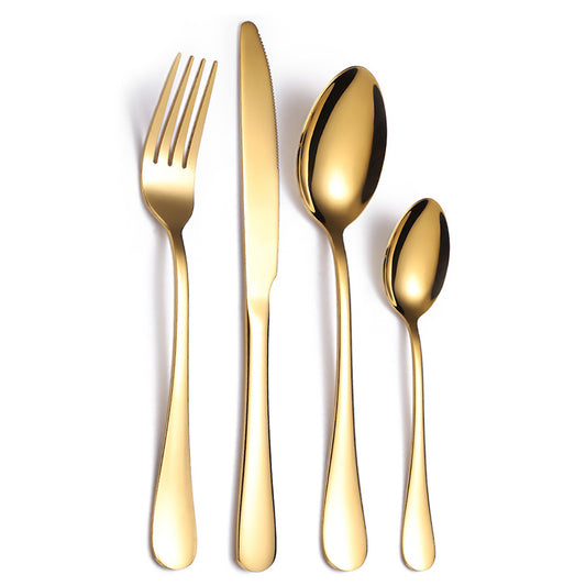 Flat Gold Utensils 24 Piece Set