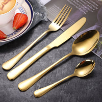 Flat Gold Utensils 24 Piece Set