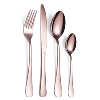 Flat Rose Gold Utensils 24 Piece Set
