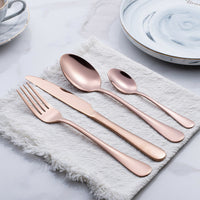 Flat Rose Gold Utensils 24 Piece Set