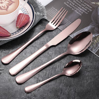 Flat Rose Gold Utensils 24 Piece Set
