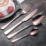 Flat Rose Gold Utensils 24 Piece Set