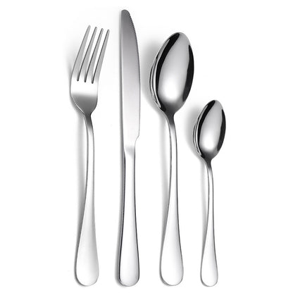 Flat Silver Utensils 24 Piece Set