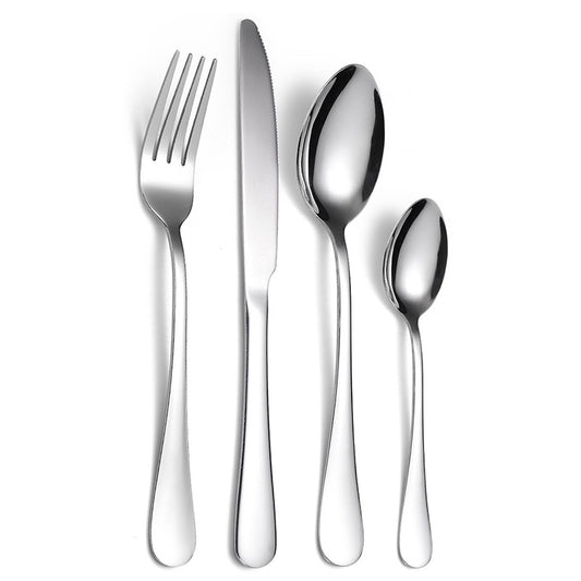 Flat Silver Utensils 24 Piece Set