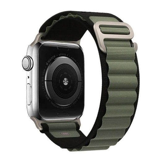 Black & Green Nylon Loop Apple Watch Strap (42mm-49mm)
