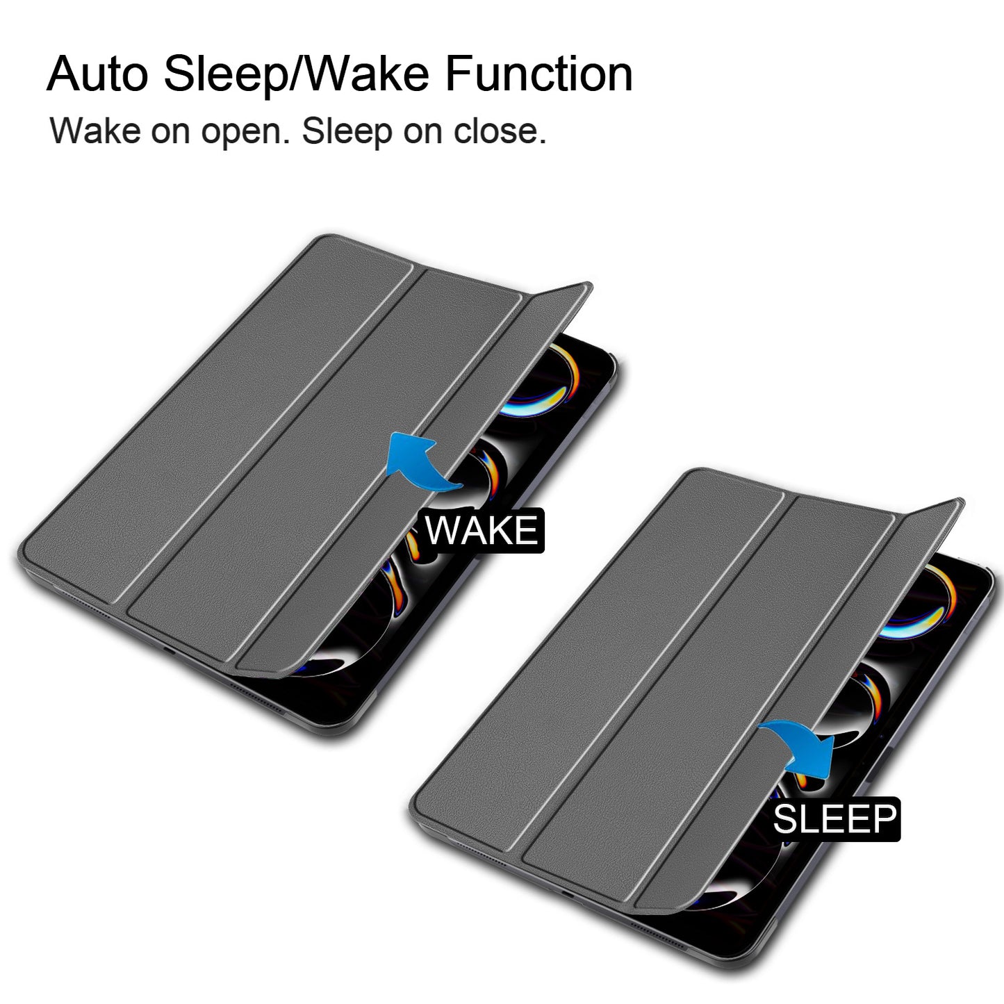 Grey Leather Folio Case with Smart Cover (iPad Pro 13-inch 2024)