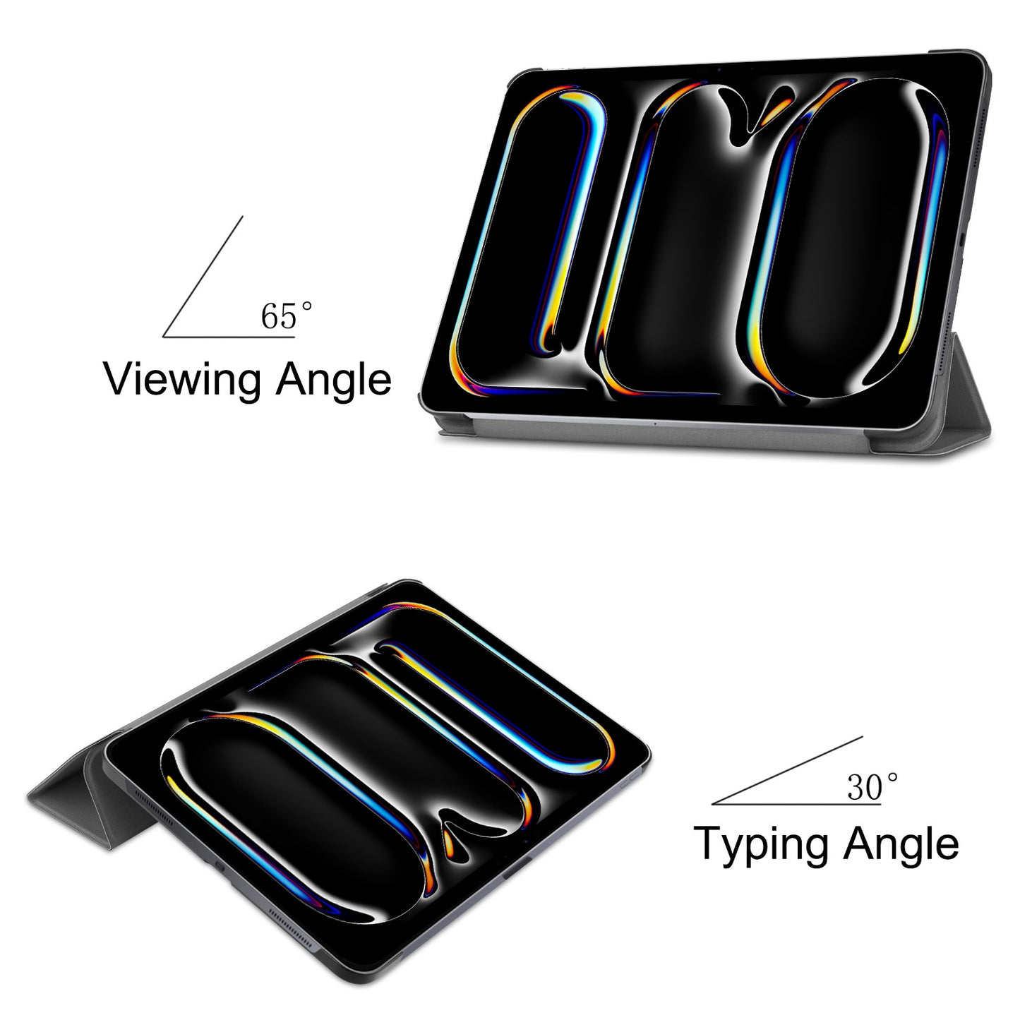 Grey Leather Folio Case with Smart Cover (iPad Pro 11-inch 2024)