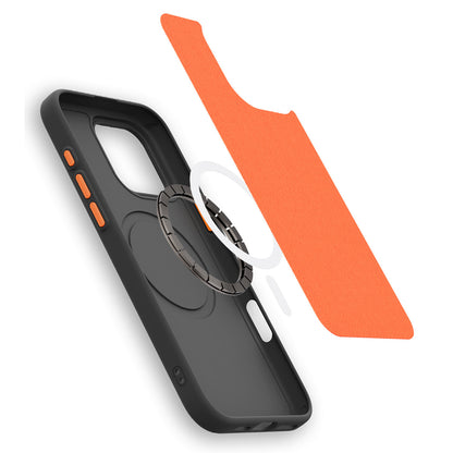 Black & Orange Faux Leather MagSafe Case (iPhone 17 Pro)