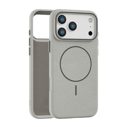 Grey Faux Leather MagSafe Case (iPhone 17 Pro)