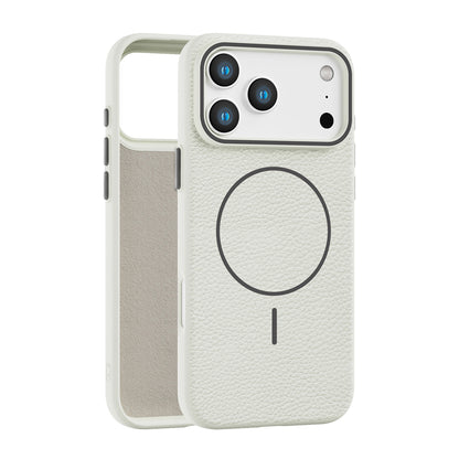 White Faux Leather MagSafe Case (iPhone 17 Pro)
