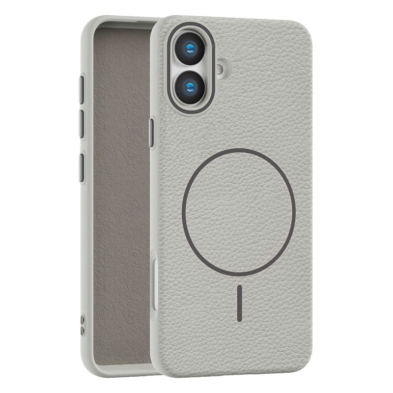 Grey Faux Leather MagSafe Case (iPhone 17)