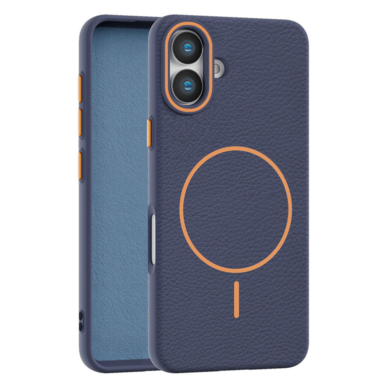 Navy Faux Leather MagSafe Case (iPhone 17)
