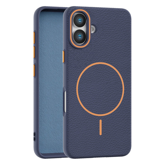 Navy Faux Leather MagSafe Case (iPhone 17)