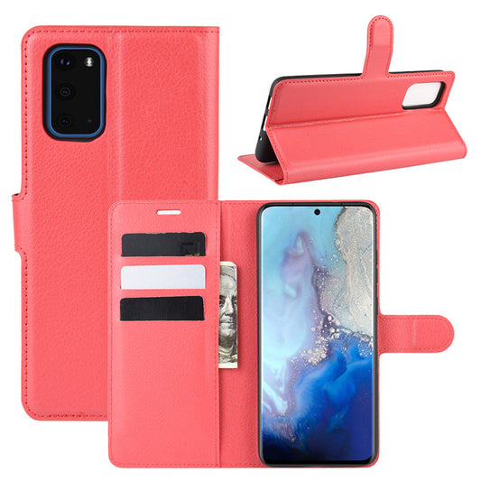 Red Leather Wallet Case (Galaxy S20+)