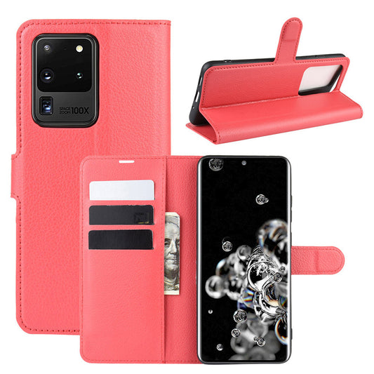 Red Leather Wallet Case (Galaxy S20 Ultra)