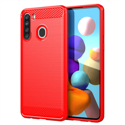 Red Brushed Metal Case (Galaxy A21)