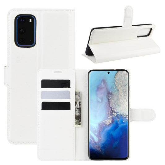 White Leather Wallet Case (Galaxy S20+)