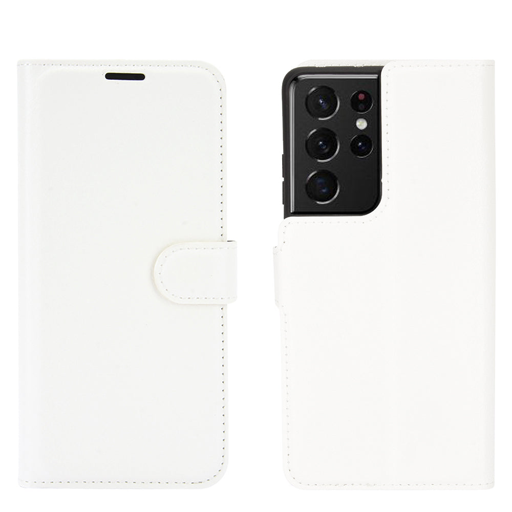 White Leather Wallet Case (Galaxy S21 Ultra)