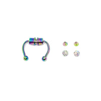 Rainbow Magnetic Faux Nose Piercing