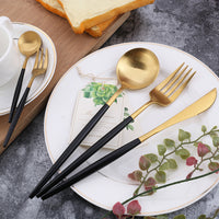 Black Rounded Utensils Set 24 Piece Set