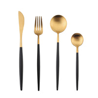 Black Rounded Utensils Set 24 Piece Set