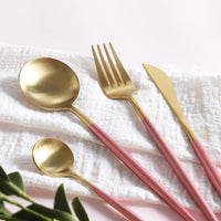 Pink Rounded Utensils Set 24 Piece Set